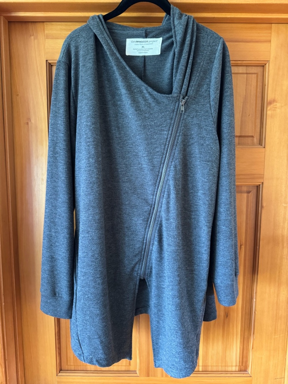 Heather Gray Asymmetric Zip Hoodie Sweatshirt